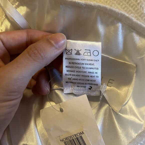 Amsale Dress Ivory White Sequin Open Back Bow Long Sleeve Sheath Mini Zip Size 6 - Picture 12 of 12